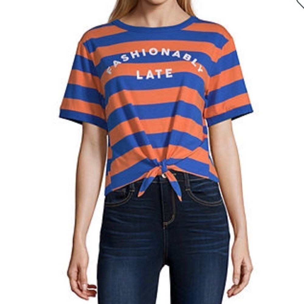 Flirtitude blue/orange Stripe crop top